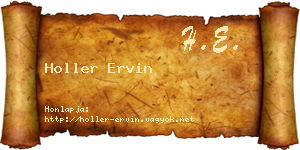 Holler Ervin névjegykártya